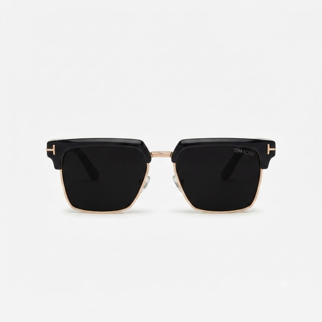 TF 9820 - SUNGLASS - CLUB MASTER SQUARE - BLACK GOLDEN - DESIGNER - PREMIUM QUALITY