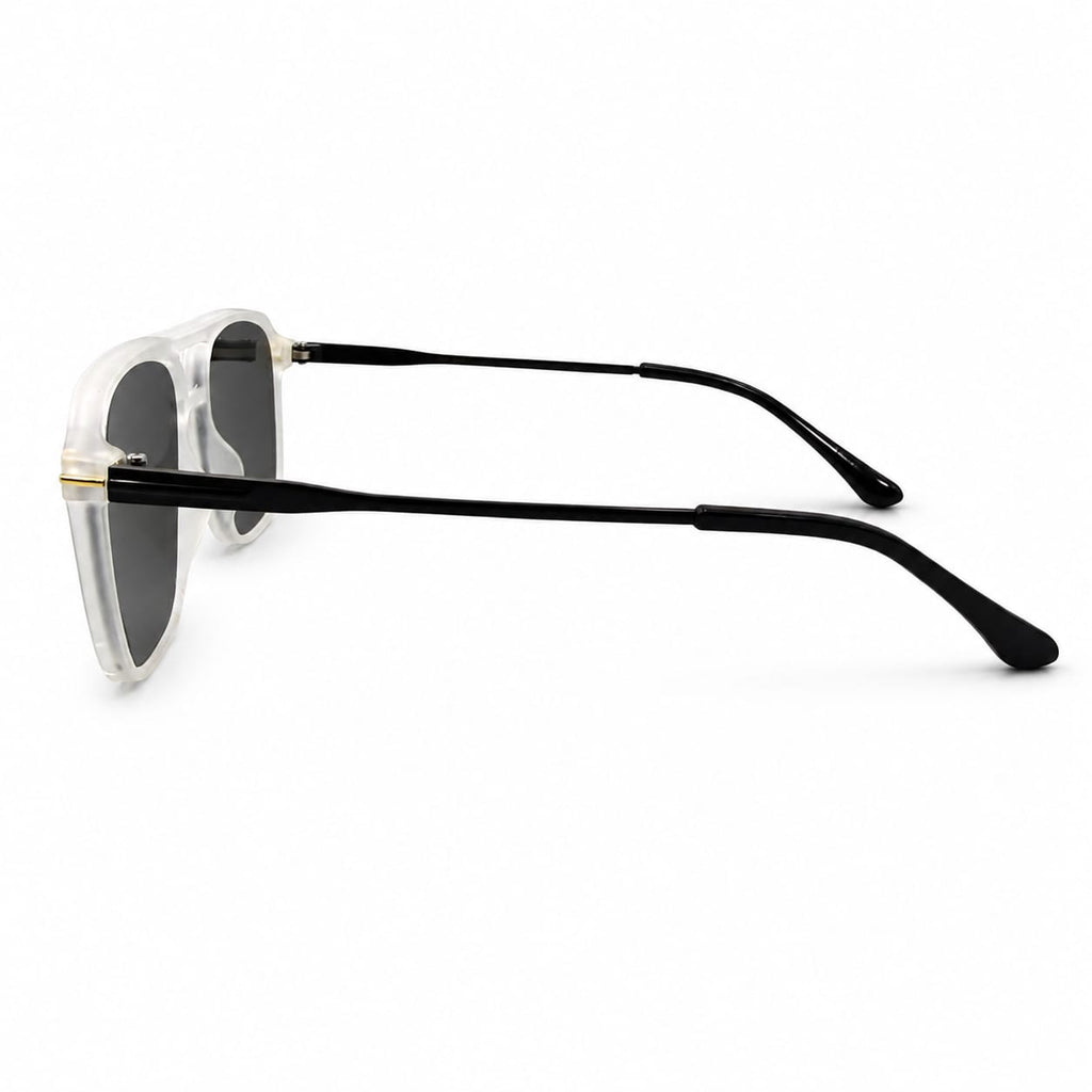 TF 0230 - SUNGLASS - DOUBLE BEAM - SQUARE - MATTE WHITE - BLACK - T ACCENT