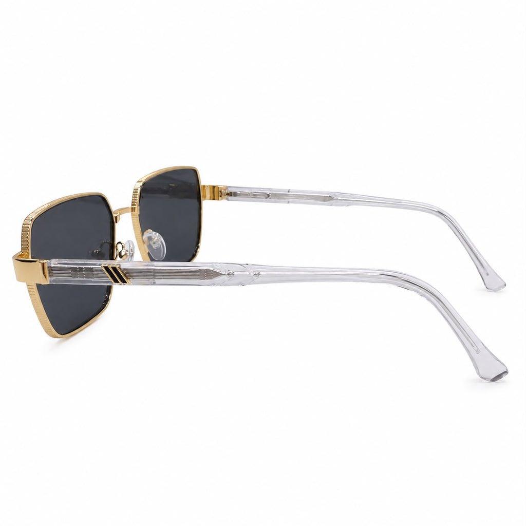 MAYBACH 1312 - CUT SQUARE - GOLDEN BLACK -  GREY TRANSPARENT PREMIUM SIDE LOOK - SPRING STICKS - UNISEX