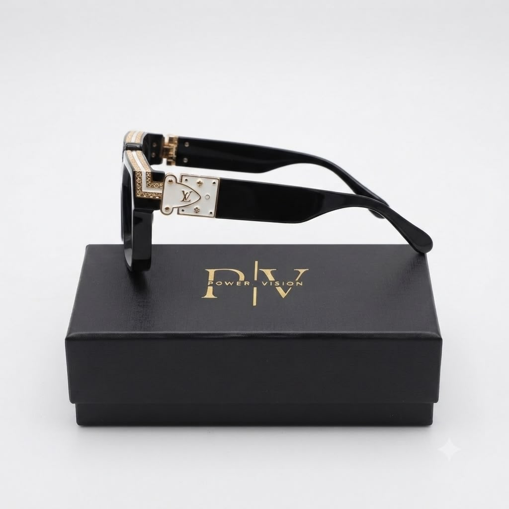 MILLIONAIRE - BOLD - BLACK - DESIGNER - DESIGNER SIDE TEMPLE - ACETATE - PREMIUM