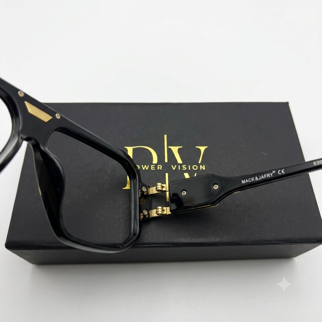 M8609 - EYEWEAR - MEN - DESIGNER - BLACK GOLDEN - GEOMETRIC SQUARE - OVERSIZE