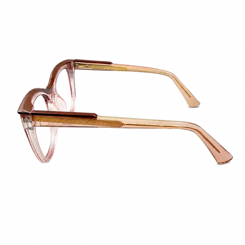 LUXURIOUS 82089 - OVERSIZE - CATEYE SQUARE - PINK TRANSPARENT + MAROON - SPRING HINGES - QUALITY
