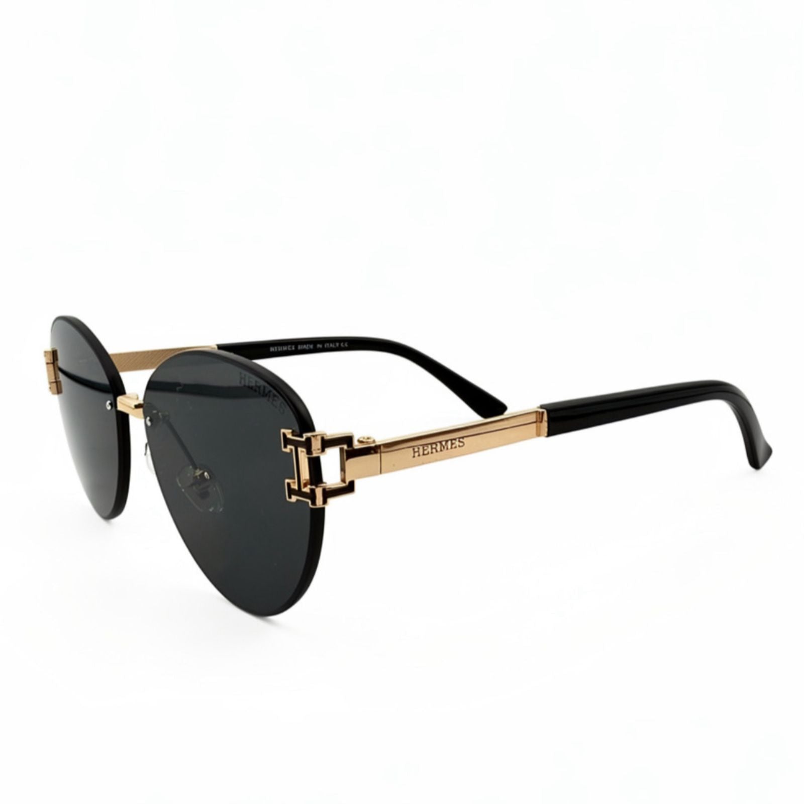 HM3301 - SUNGLASS - LADIES - ROUND CATEYE - GOLDEN - BLACK - PREMIUM