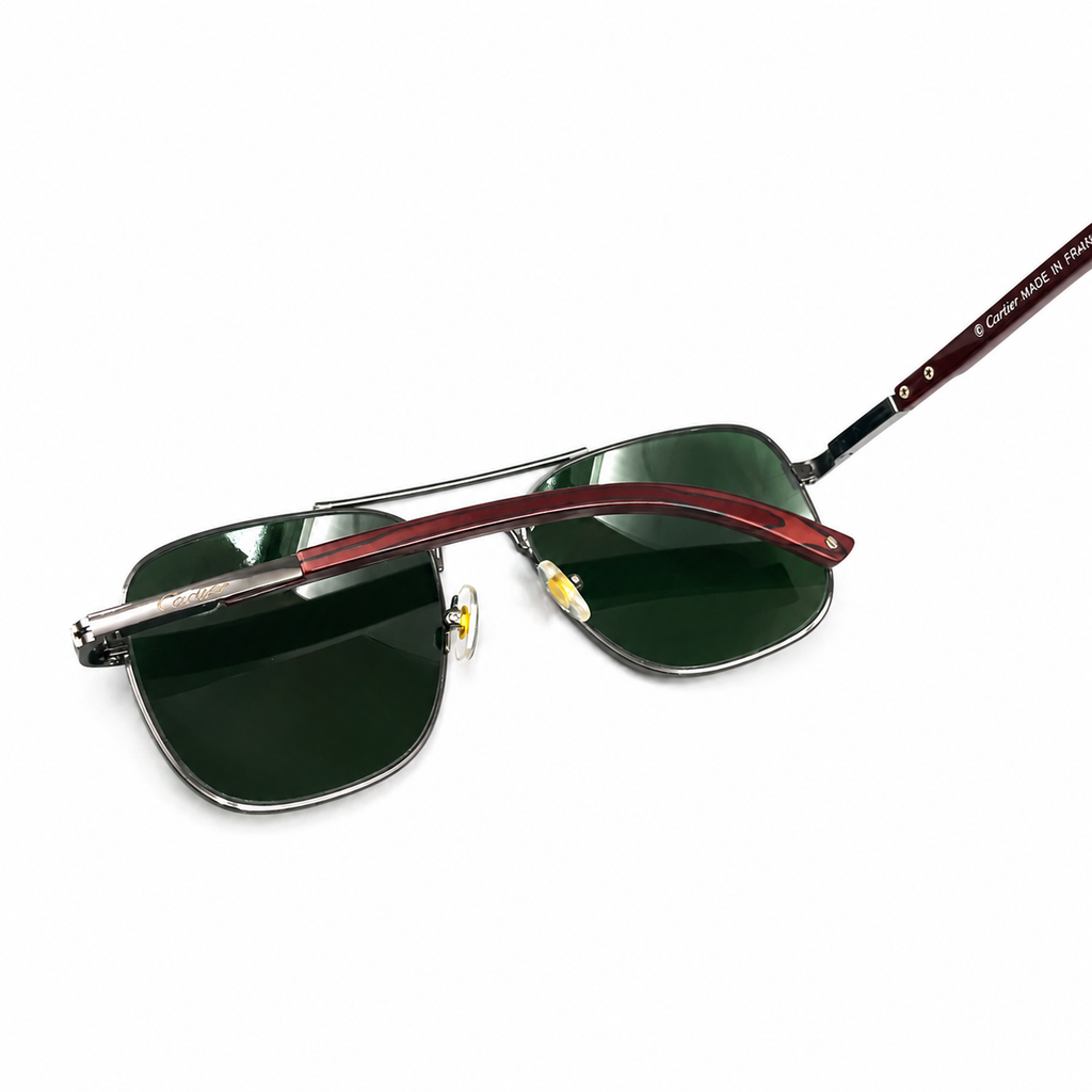 CR 200603 - SUNGLASS - GUN METALLIC - WOOD SIDES - PREMIUM GREEN - MEN