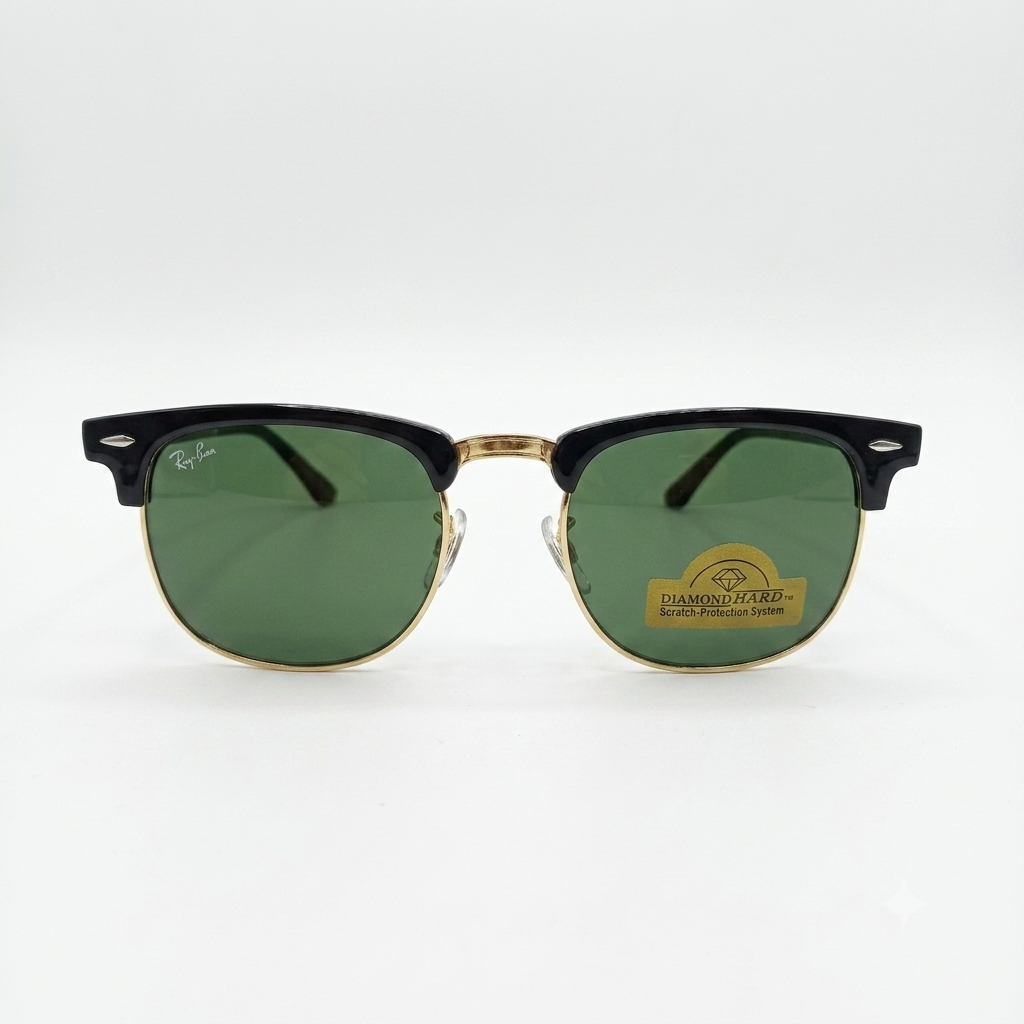 RB 3016 - SUNGLASS - CLUB MASTER - DIAMOND HARD - BLACK GOLDEN - SCRATCH RESISTANT