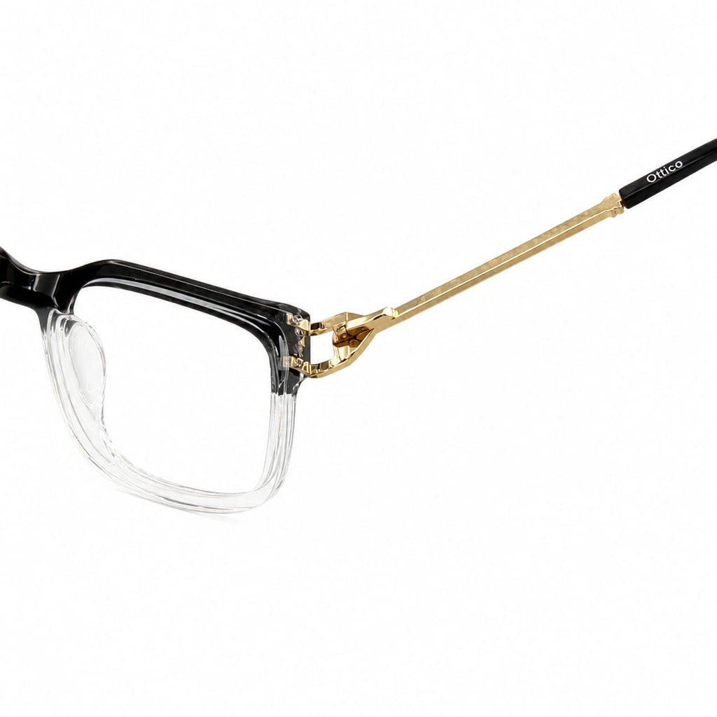 GORGEOUS 82113 - OVERSIZE - SQUARE - BLACK - TRANSPARENT - SPRING DESIGNER TEMPLES - PREMIUM - EYEWEAR