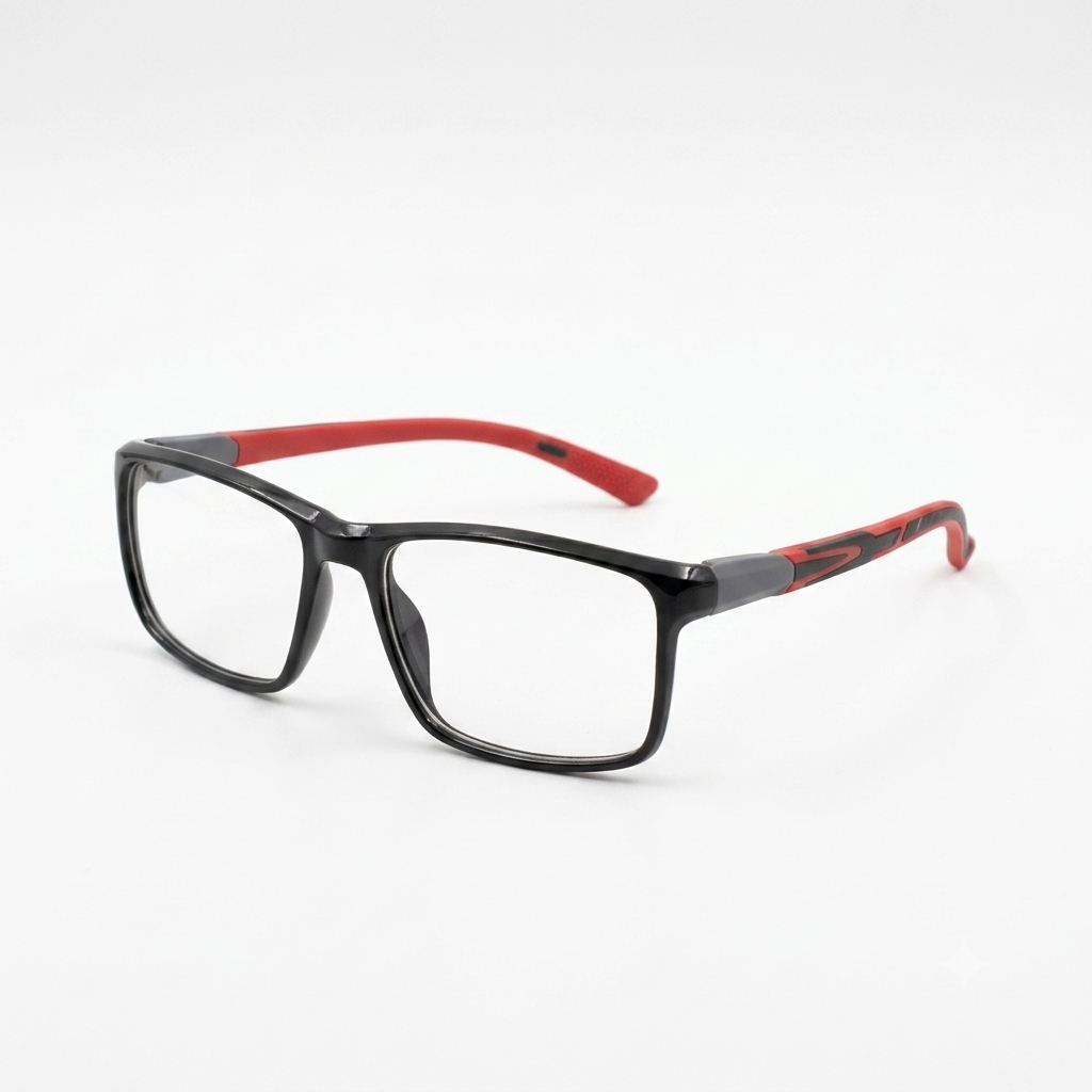 EYEWEAR - MEN - OAKLEY STYLE - RED - BLACK - FIBRE - OVERSIZE - FLEXIBLE