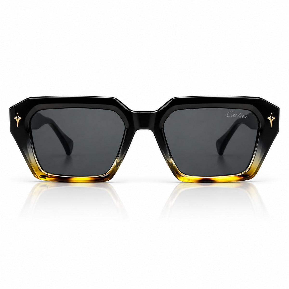 CR 2343 - CUT SQUARE - BOLD - BLACK + TORTOISE - ACETATE - QUALITY - UNISEX