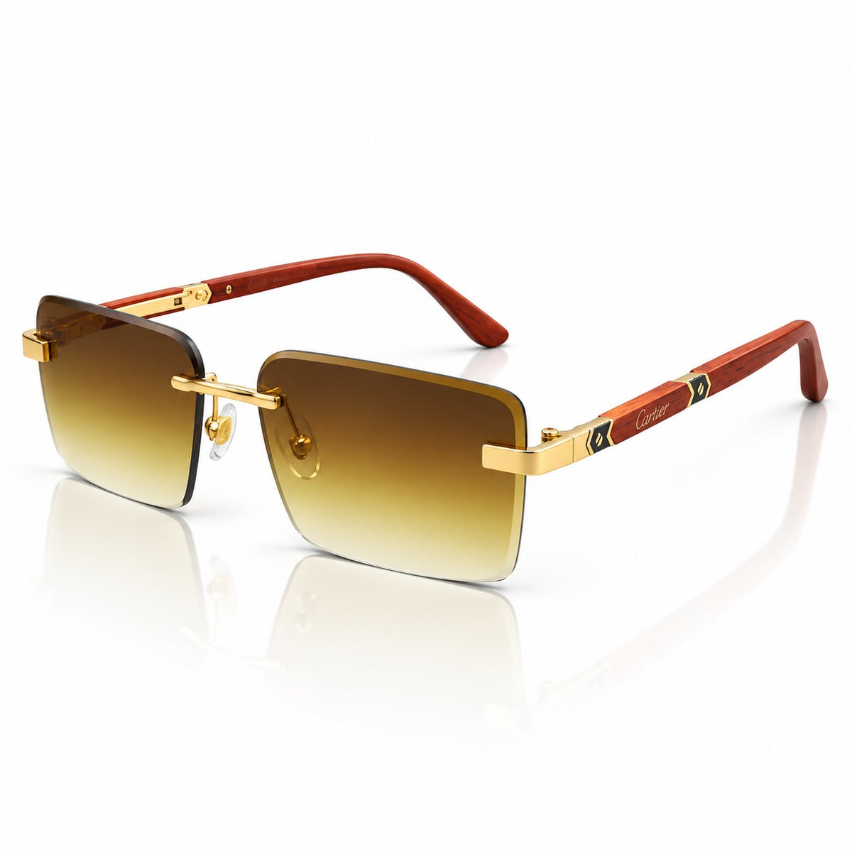 CR 3164 - SUNGLASS - RIMLESS - GOLDEN - WOOD - PREMIUM
