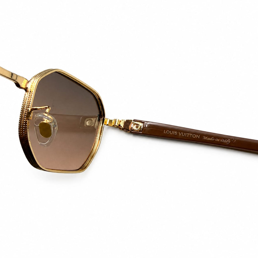 LV 2743 - SUNGLASS - OCTAGONAL - GOLDEN - BROWN GRADIENT - PREMIUM - WOMEN