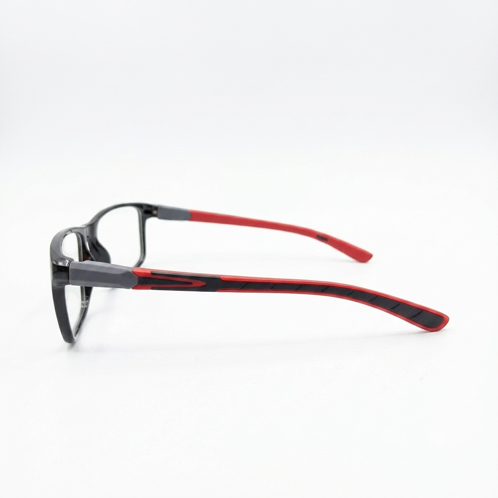 EYEWEAR - MEN - OAKLEY STYLE - RED - BLACK - FIBRE - OVERSIZE - FLEXIBLE