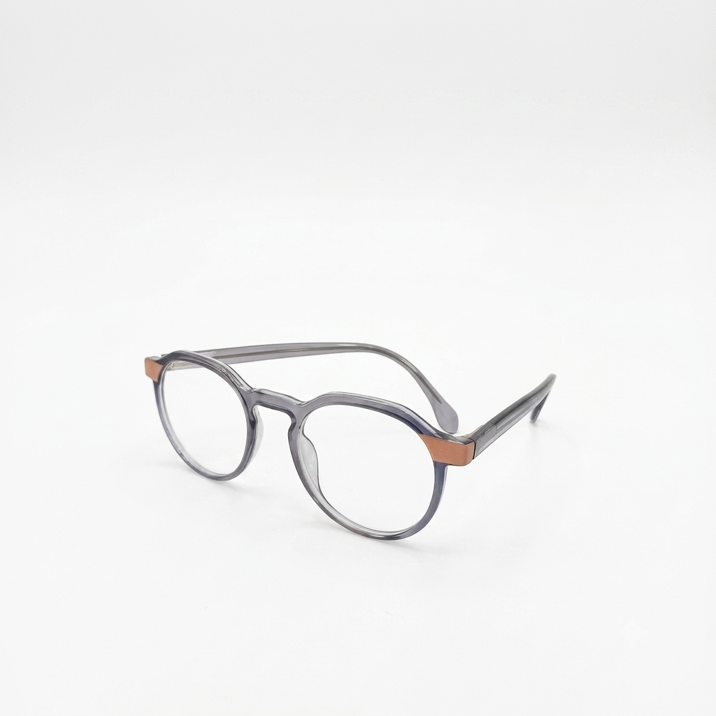 EYEGLASSES - ROUND - GREY - BEIGE TOUCH - SPRING HINGES - DAILYWEAR