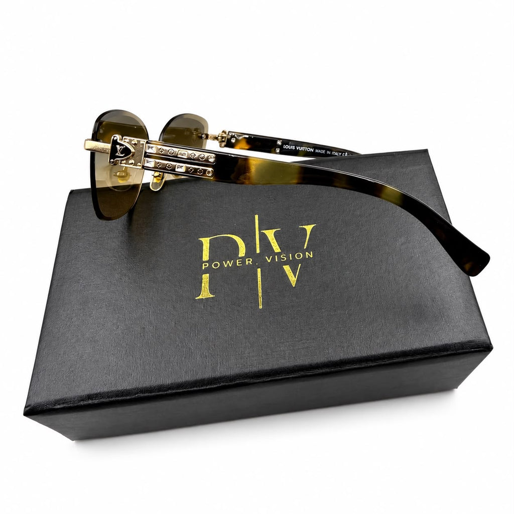 LV 86031 - LUXURIOUS - RIMLESS - CATEYE - TORTOISE BRANDING TEMPLES - PREMIUM - WOMEN