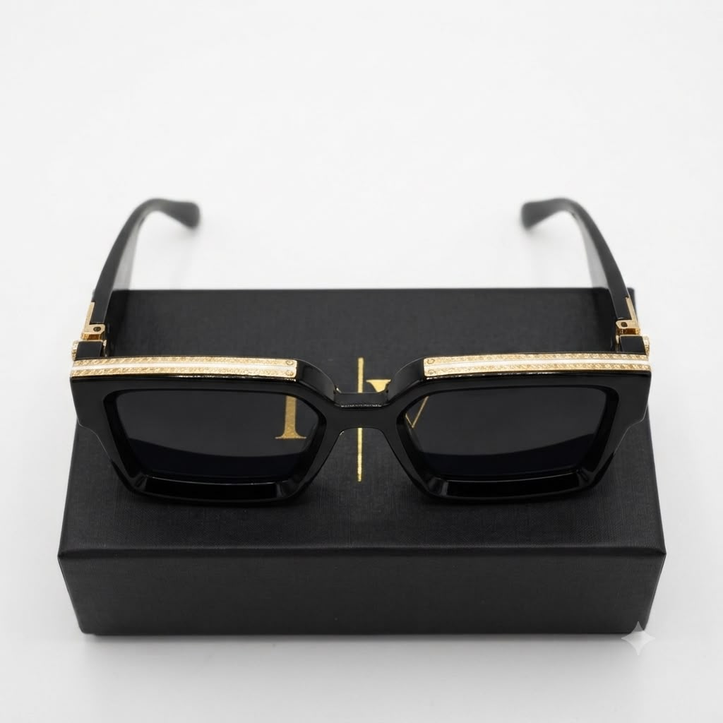 MILLIONAIRE - BOLD - BLACK - DESIGNER - DESIGNER SIDE TEMPLE - ACETATE - PREMIUM