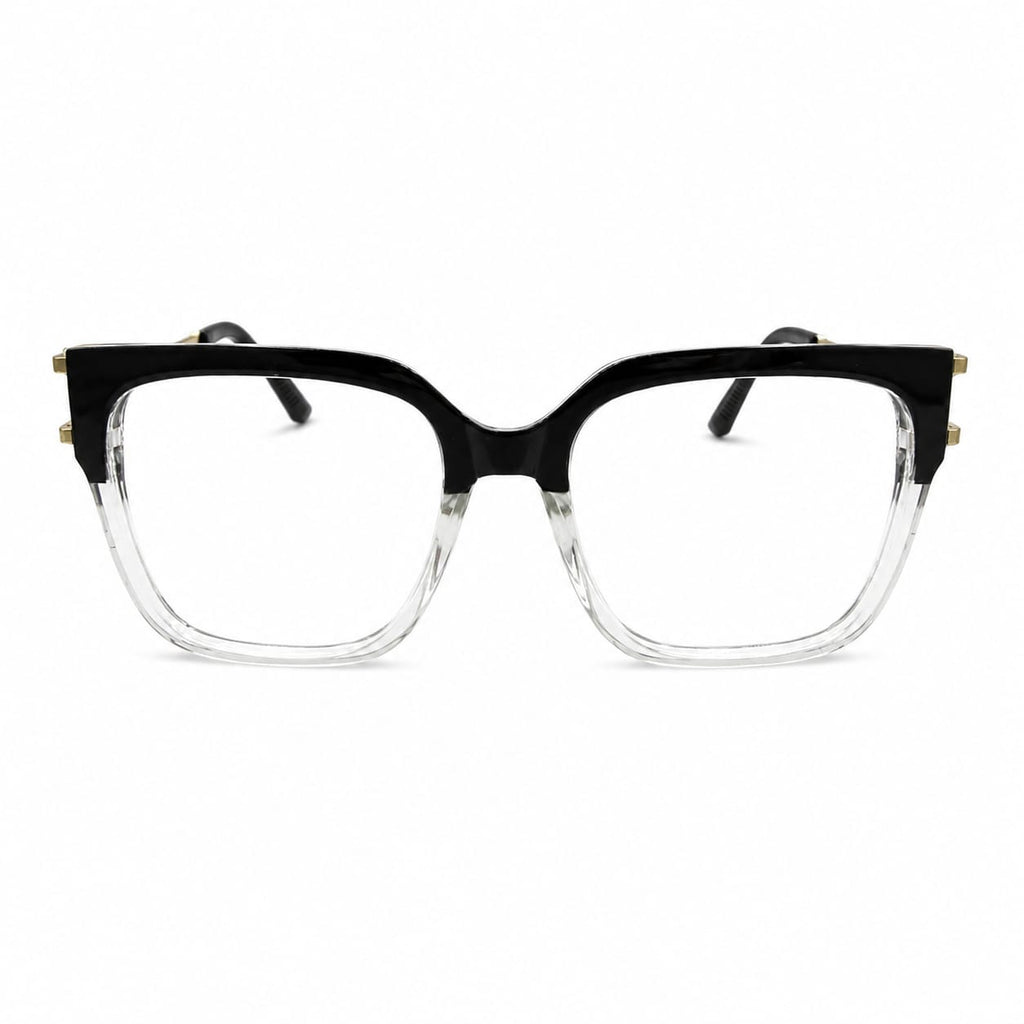 GORGEOUS 82113 - OVERSIZE - SQUARE - BLACK - TRANSPARENT - SPRING DESIGNER TEMPLES - PREMIUM - EYEWEAR
