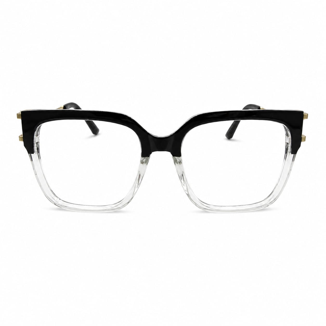 GORGEOUS 82113 - OVERSIZE - SQUARE - BLACK - TRANSPARENT - SPRING DESIGNER TEMPLES - PREMIUM - EYEWEAR