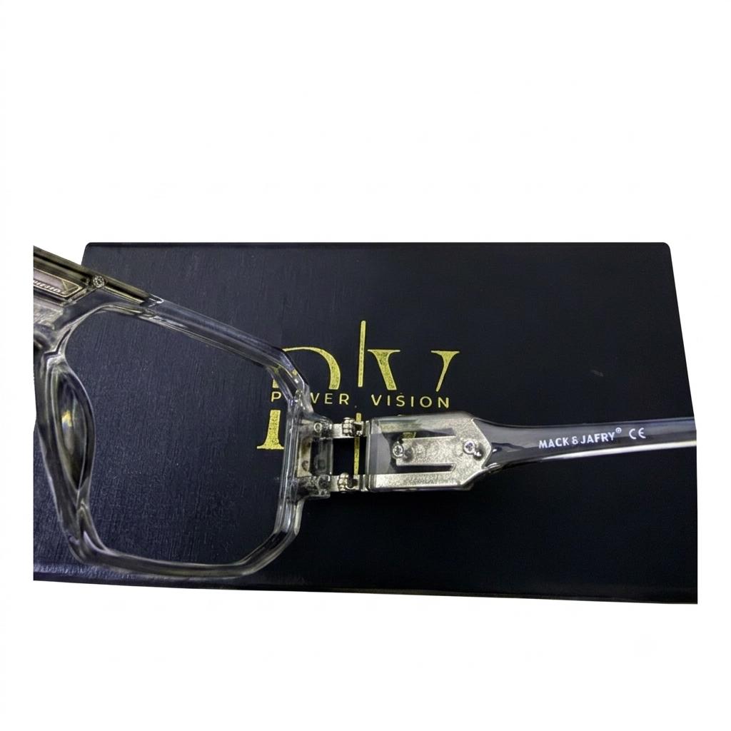 M8609 - EYEWEAR - MEN - DESIGNER - GREY TRANSPARENT - GEOMETRIC SQUARE - OVERSIZE