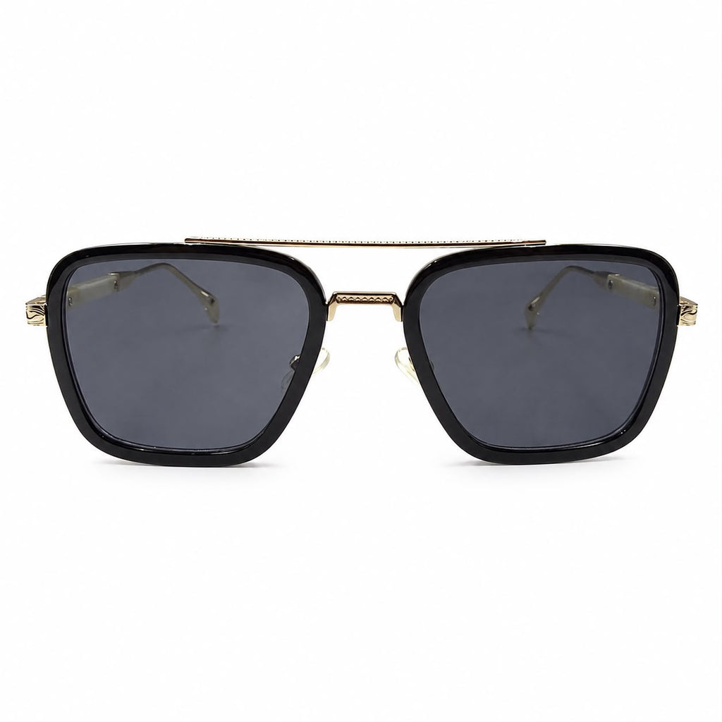MAYBACH 2233 - SUNGLASS - DOUBLE BRIDGE - BLACK - GOLDEN - IVORY BRAND SIDES - PREMIUM