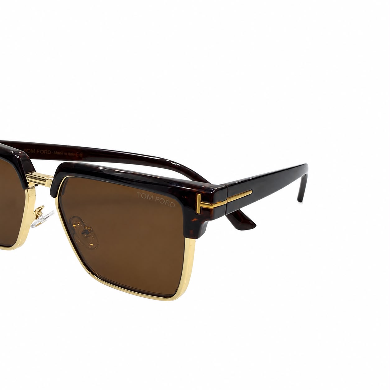 TF 9820 - SUNGLASS - GOLDEN BROWN - DESIGNER - CLUB MASTER SQUARE - PREMIUM