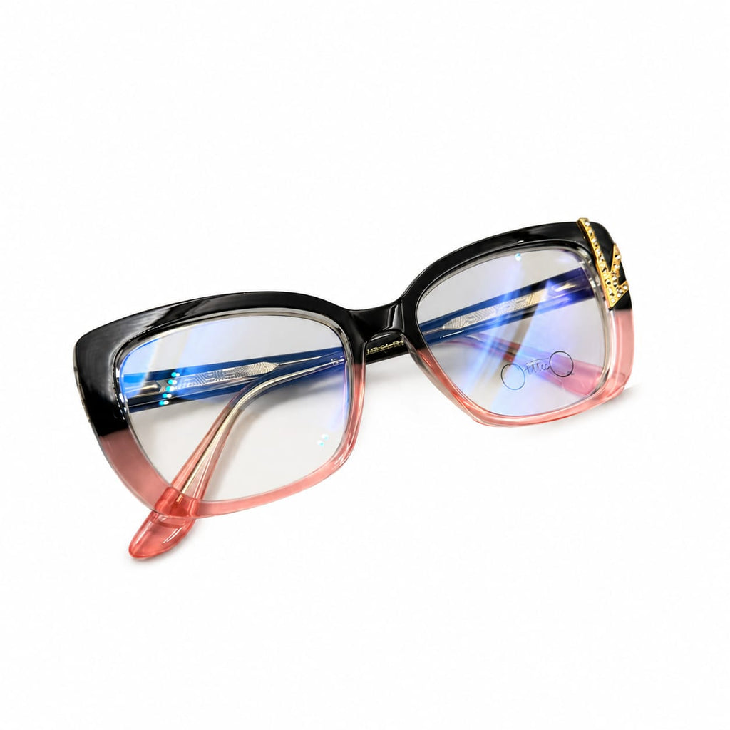 DESIGNER 82098 - CATEYE - BLACK - PINK TRANSPARENT - STRECHABLE - PREMIUM - QUALITY