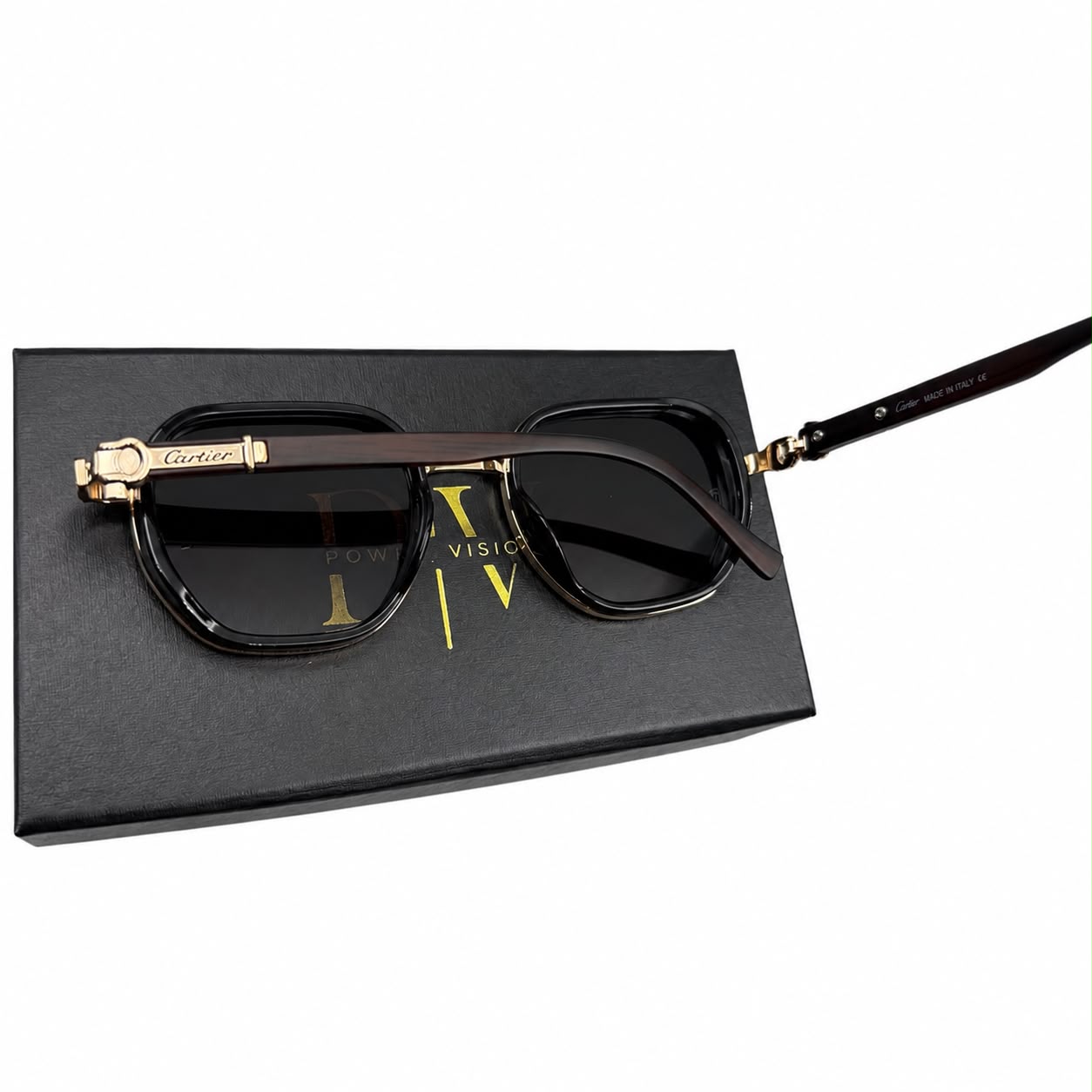 CR 23587 - DESIGNER - OCTAGON - GOLDEN BLACK - WALNUT WOOD BROWN - PREMIUM