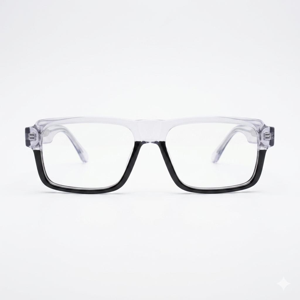 VISION 5743 - EYEWEAR - STRAIGHT SQUARE - ACETATE - TRANSPARENT BLACK - MEN
