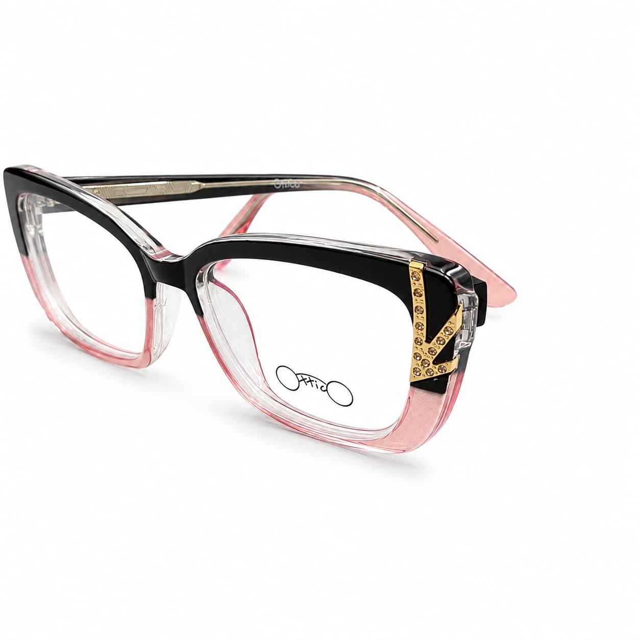 DESIGNER 82098 - CATEYE - BLACK - PINK TRANSPARENT - STRECHABLE - PREMIUM - QUALITY