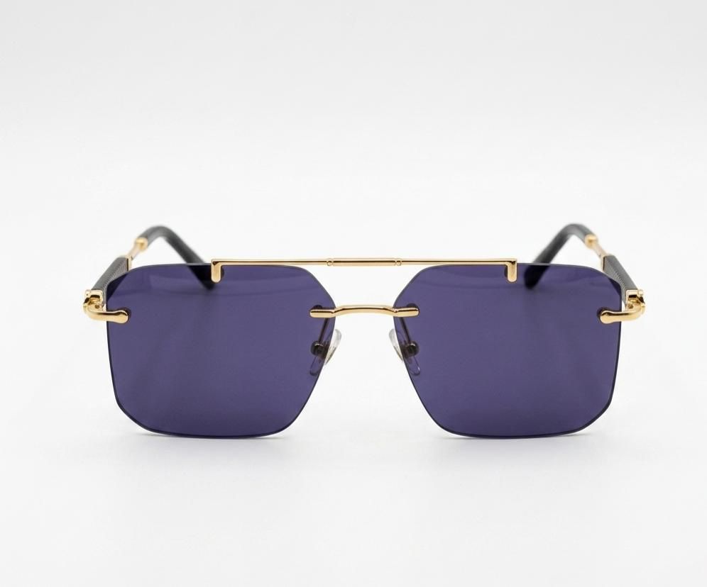 LV 3152 - SUNGLASS - RIMLESS - DOUBLE BEAM - GOLDEN - BLACK - DESIGNER - GENTLEMEN