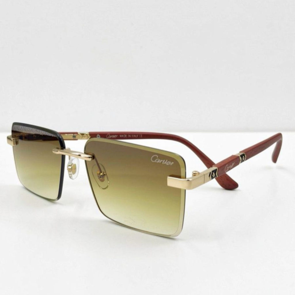 CR 3164 - SUNGLASS - RIMLESS - GOLDEN - WOOD - PREMIUM