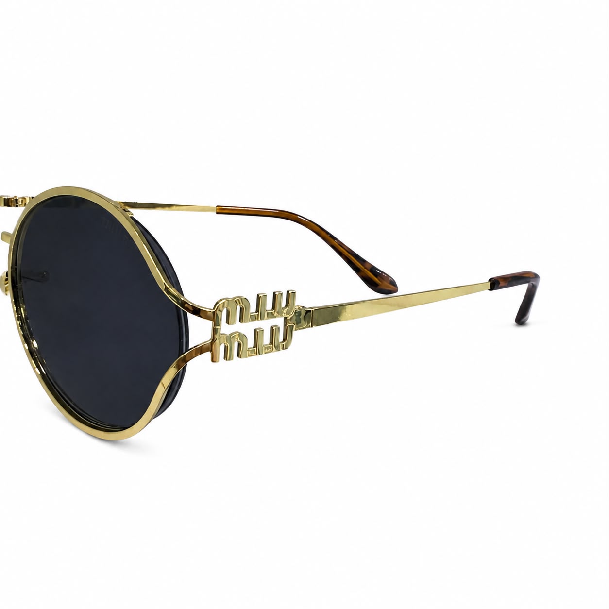 MIU MIU 8033 - OVAL - GOLDEN - BLACK - BRAND TEMPLE - TORTOISE TIPS - TRENDY - LADIES - PREMIUM