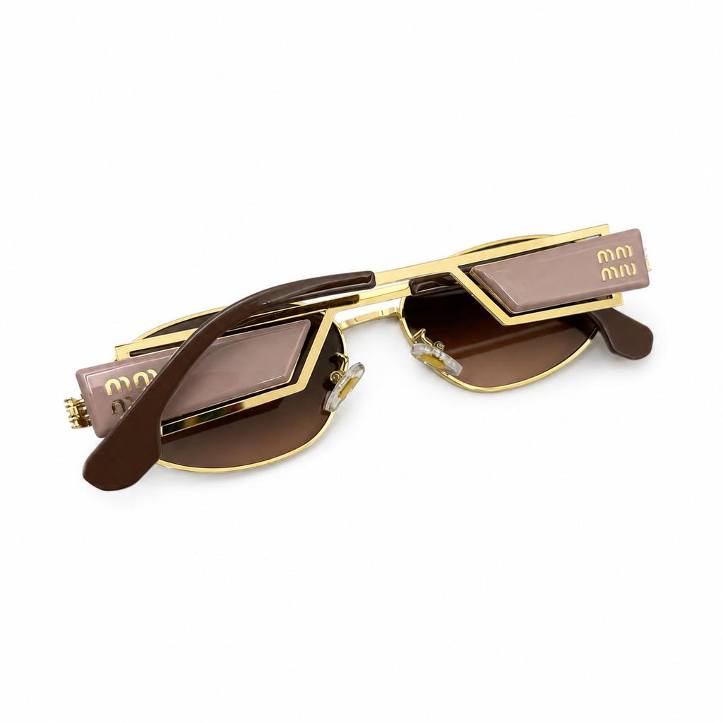 MIU MIU 2728 - GORGEOUS - TRENDY - OVAL - GOLD - TEA PINK TEMPLES - BROWN PINK GRADIENT - PREMIUM