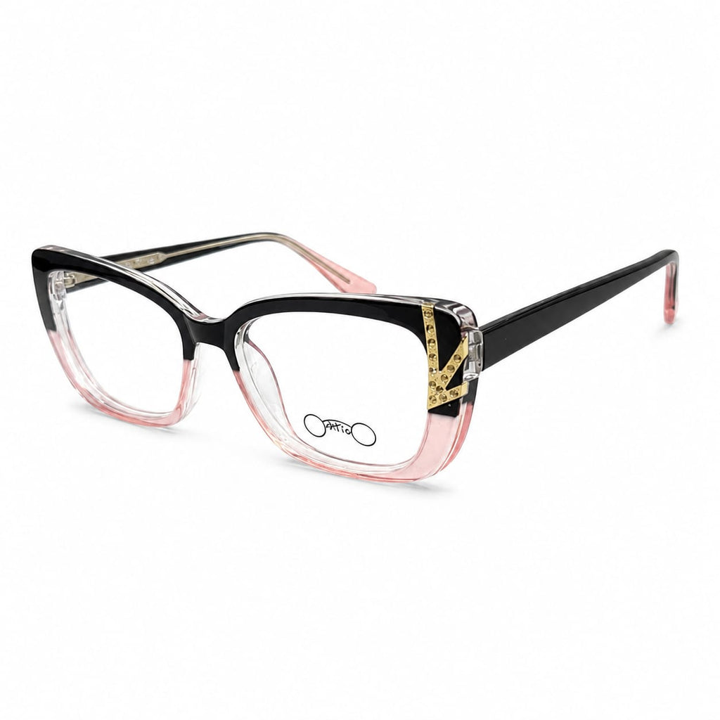 DESIGNER 82098 - CATEYE - BLACK - PINK TRANSPARENT - STRECHABLE - PREMIUM - QUALITY