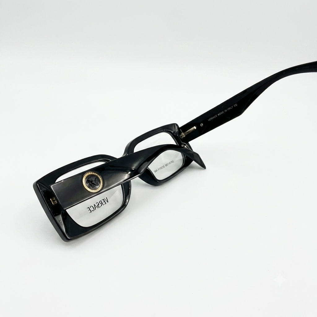 VE 24138 - TRENDY - BOLD - RECTANGLE - BLACK - LOGO EMBLEM - WOMEN - EYEWEAR