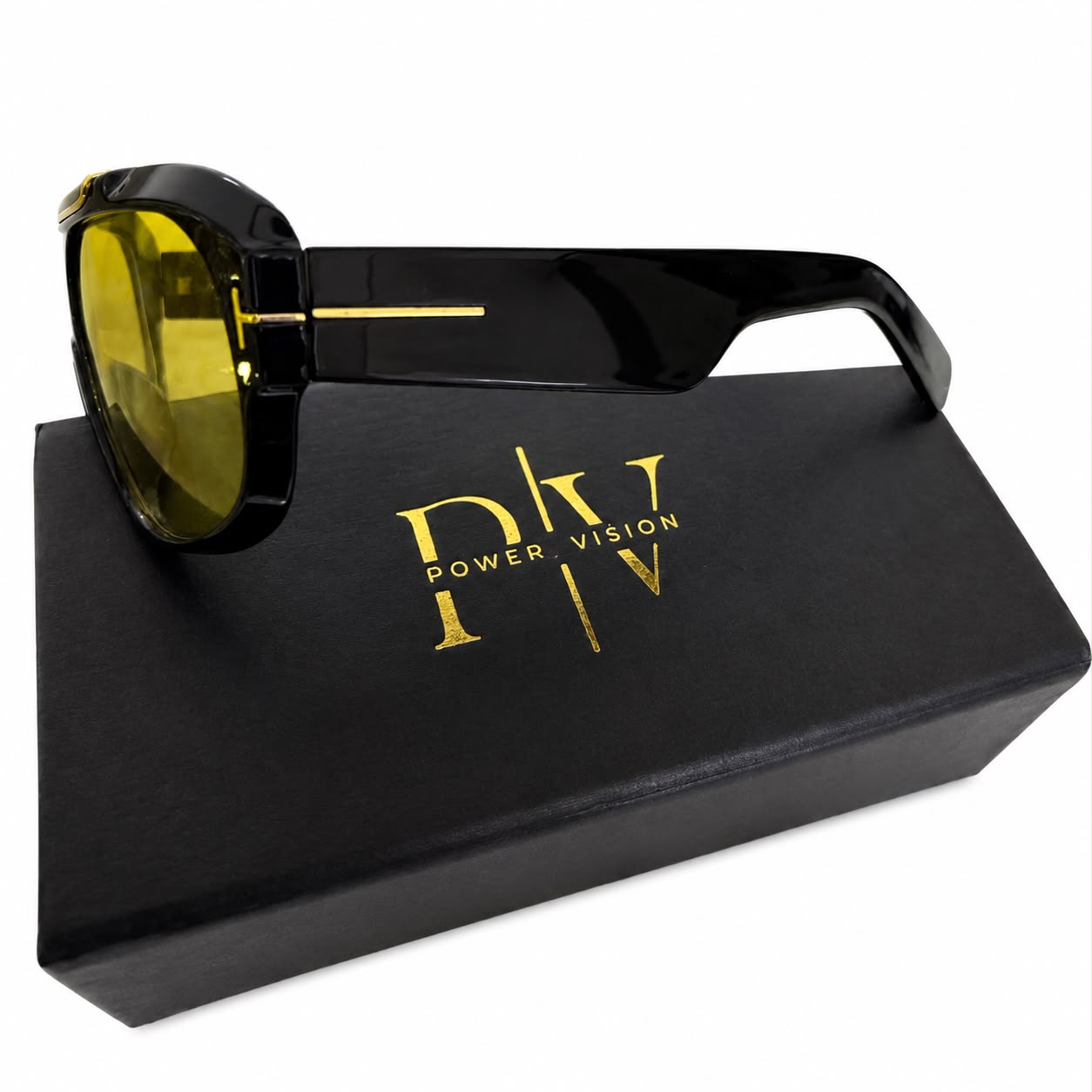 TF 68256 - OVERSIZED SHEILD AVIATAR - BLACK - YELLOW TINT - THICK PREMIUM - SADDLE BRIDGE