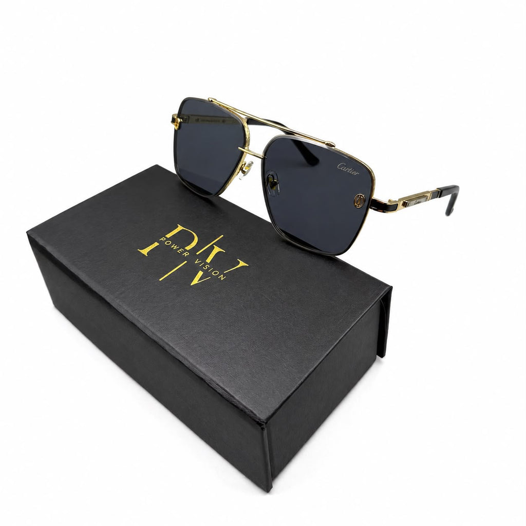 CR 8220 - CLASSY - DOUBLE BRIDGE - GOLDEN BLACK - BRANDING TEMPLES - DURABLE HINGES - MEN - PREMIUM