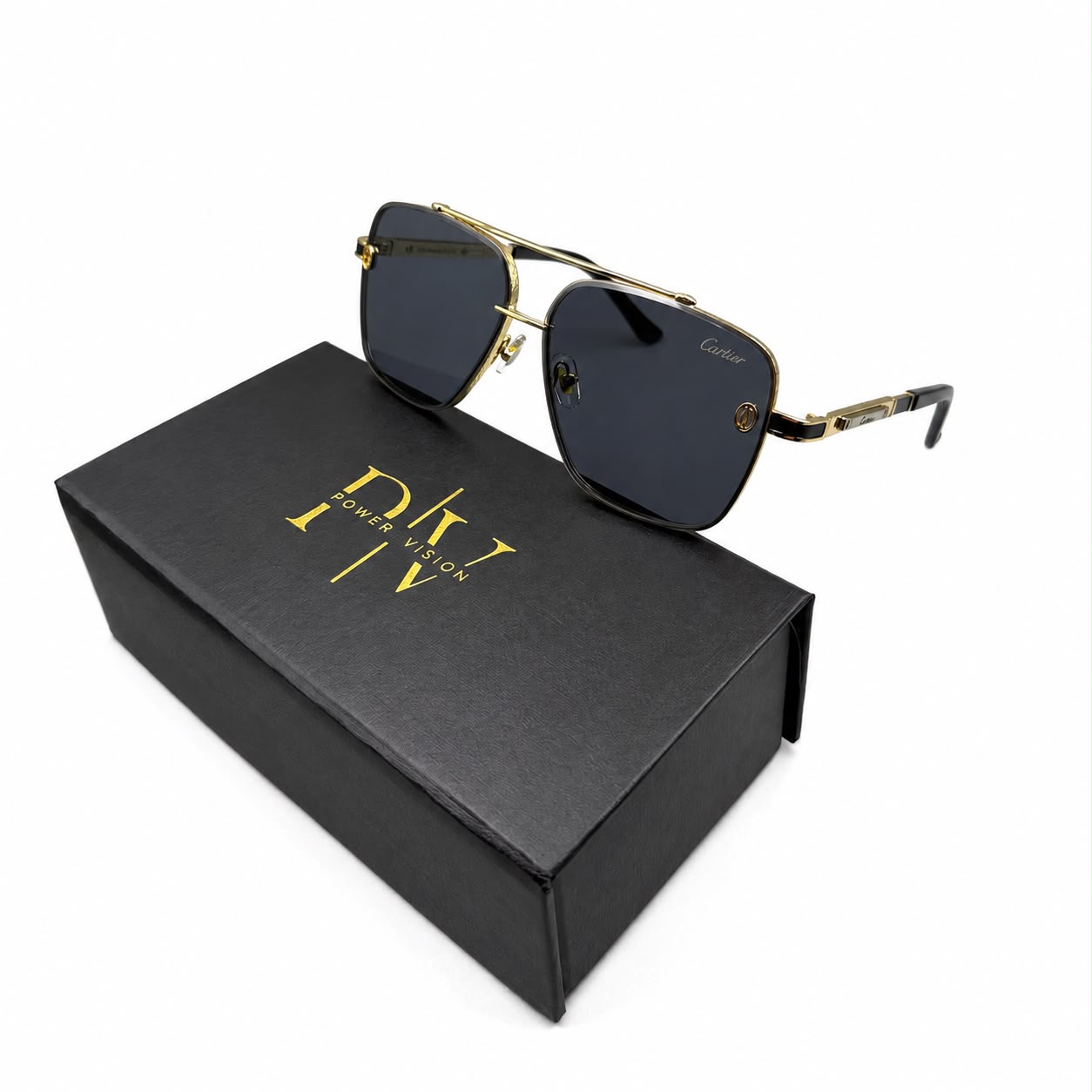 CR 8220 - CLASSY - DOUBLE BRIDGE - GOLDEN BLACK - BRANDING TEMPLES - DURABLE HINGES - MEN - PREMIUM