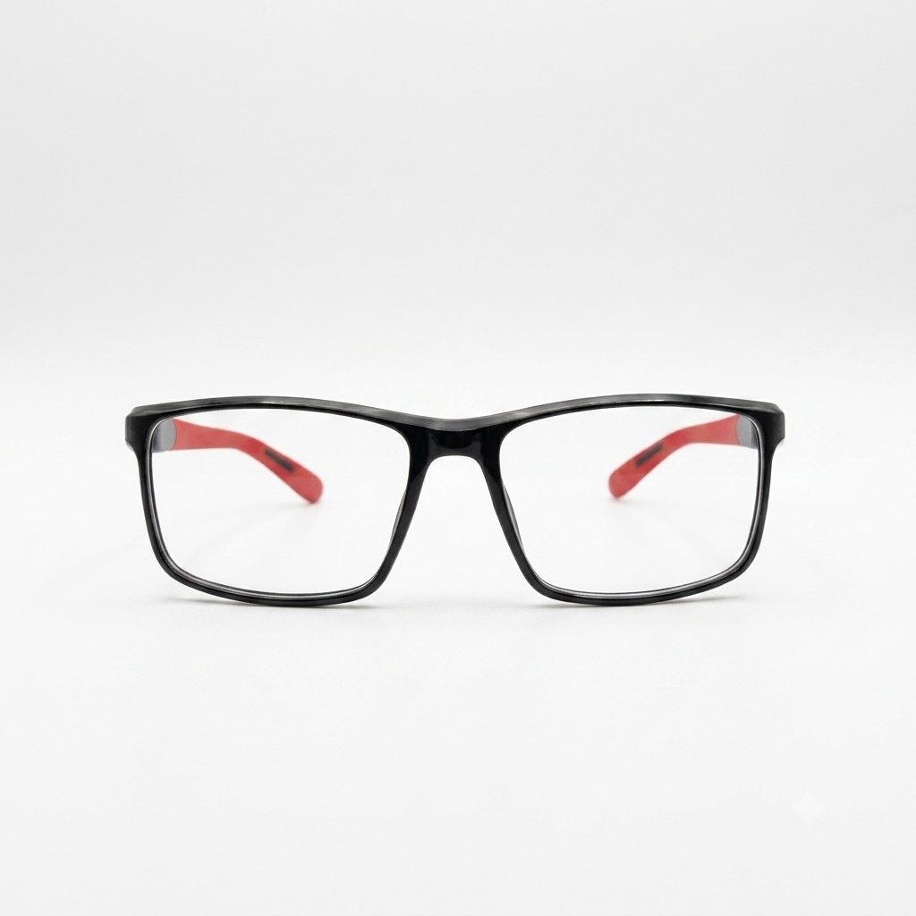 EYEWEAR - MEN - OAKLEY STYLE - RED - BLACK - FIBRE - OVERSIZE - FLEXIBLE