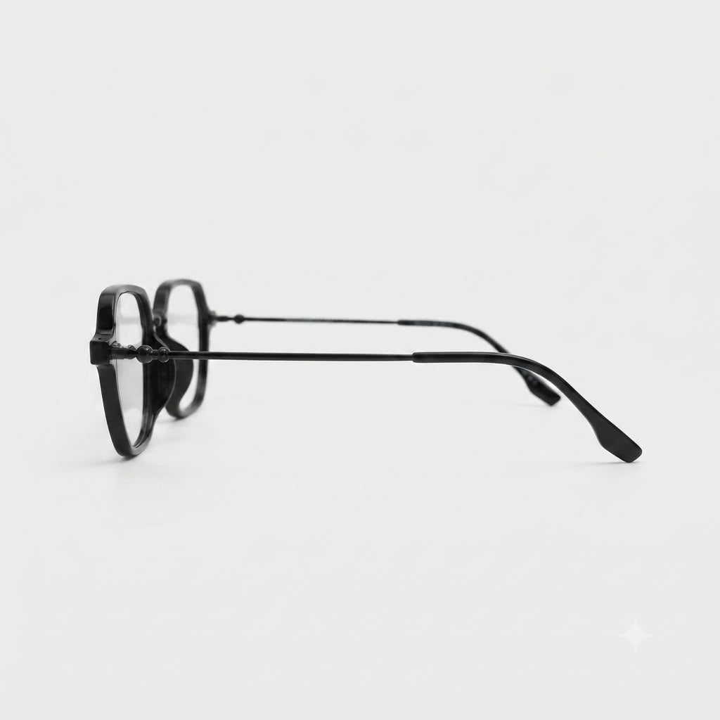 EYEGLASS - WOMEN - HEXAGON - SLIM SIDE - BLACK - DAILWEAR