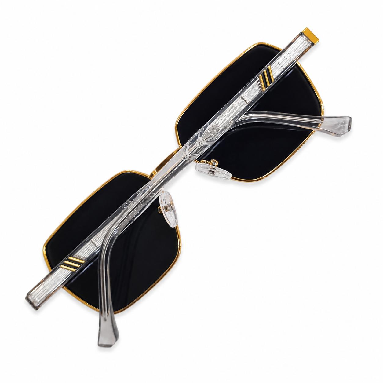 MAYBACH 1312 - CUT SQUARE - GOLDEN BLACK -  GREY TRANSPARENT PREMIUM SIDE LOOK - SPRING STICKS - UNISEX
