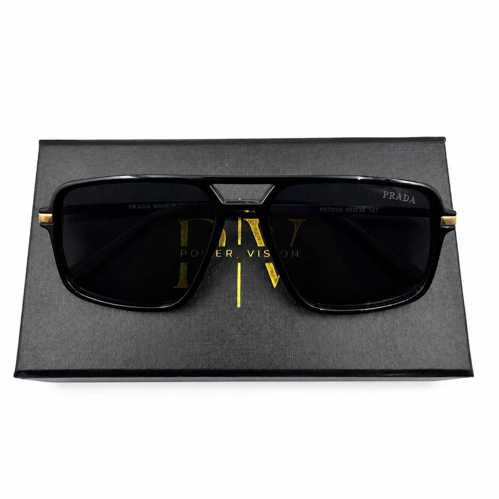 PR 70YS - SUNGLASS - DOUBLE BEAM - BLACK - GOLDEN - BRANDING - PREMIUM - OVERSIZE