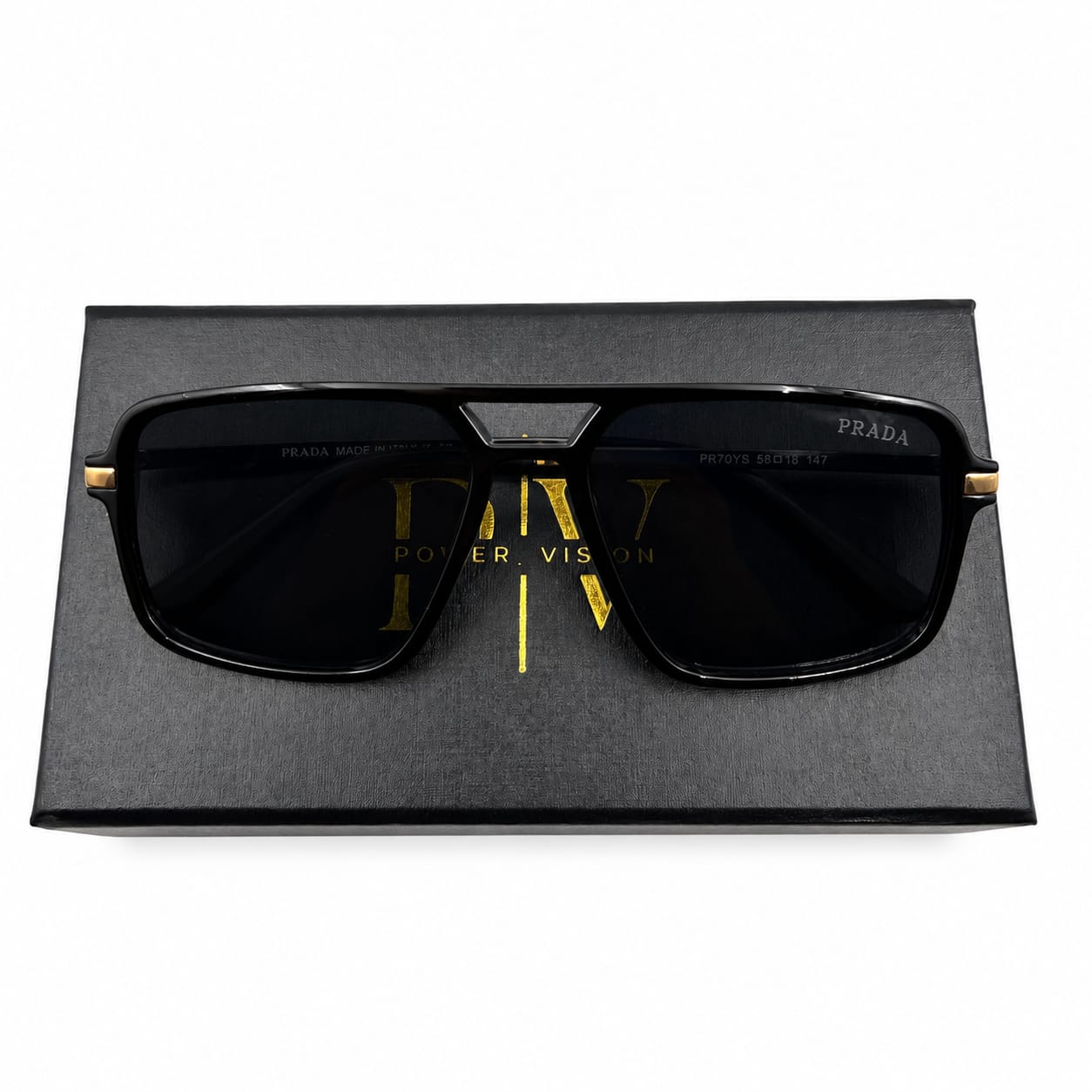 PR 70YS - SUNGLASS - DOUBLE BEAM - BLACK - GOLDEN - BRANDING - PREMIUM - OVERSIZE