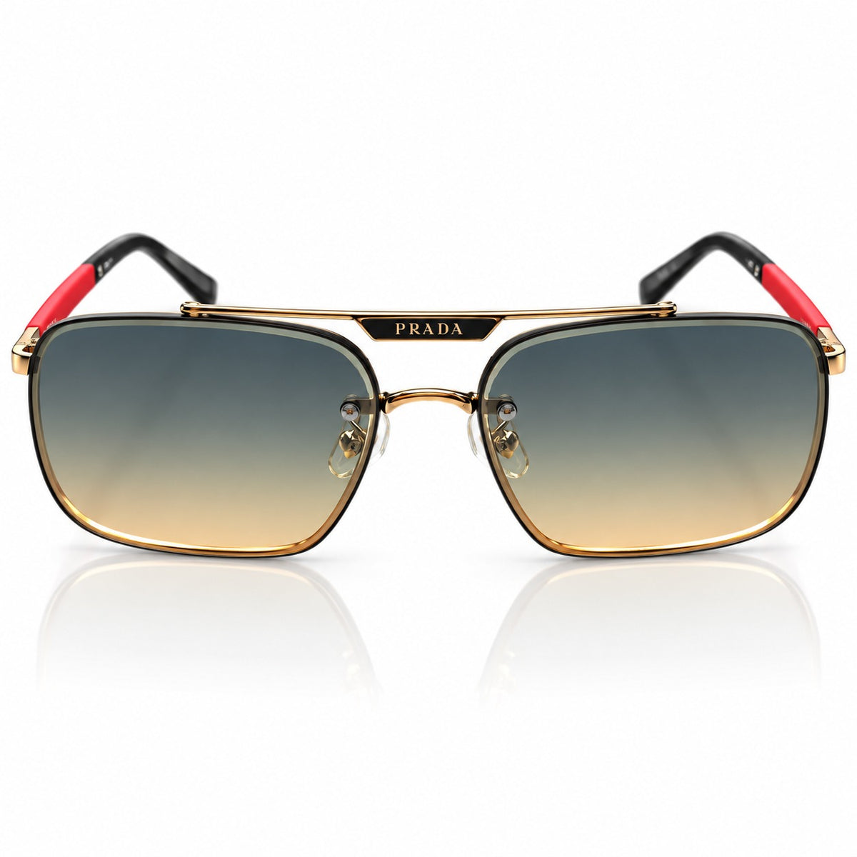 PR 23227 - DOUBLE BRIDGE - SQUARE - GOLDEN - RED/BLACK - SEA GREEN WARM - UNISEX