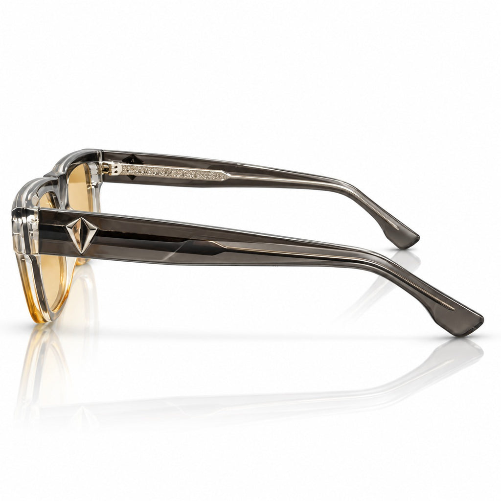 PR - BOLD - GREY TRANSPARENT TO HONEY - TWO TONE - YELLOW TINT - SQUARE - UNISEX