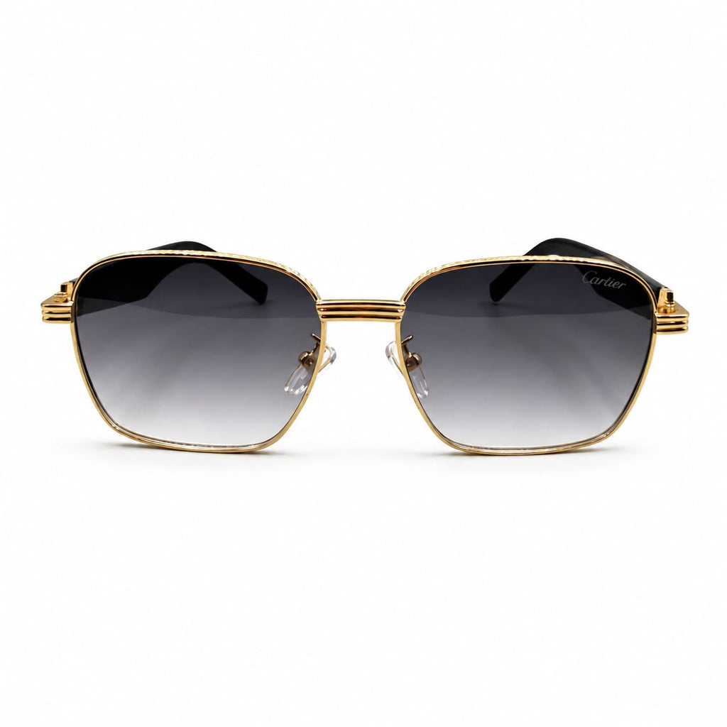 CR 2734 - SUNGLASS - SOFT SQUARE - GOLDEN - BLACK - GREY GRADIENT - DESIGNER - PREMIUM - UNISEX