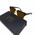 TF 9820 - SUNGLASS - GOLDEN BROWN - DESIGNER - CLUB MASTER SQUARE - PREMIUM
