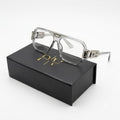 M8609 - EYEWEAR - MEN - DESIGNER - GREY TRANSPARENT - GEOMETRIC SQUARE - OVERSIZE