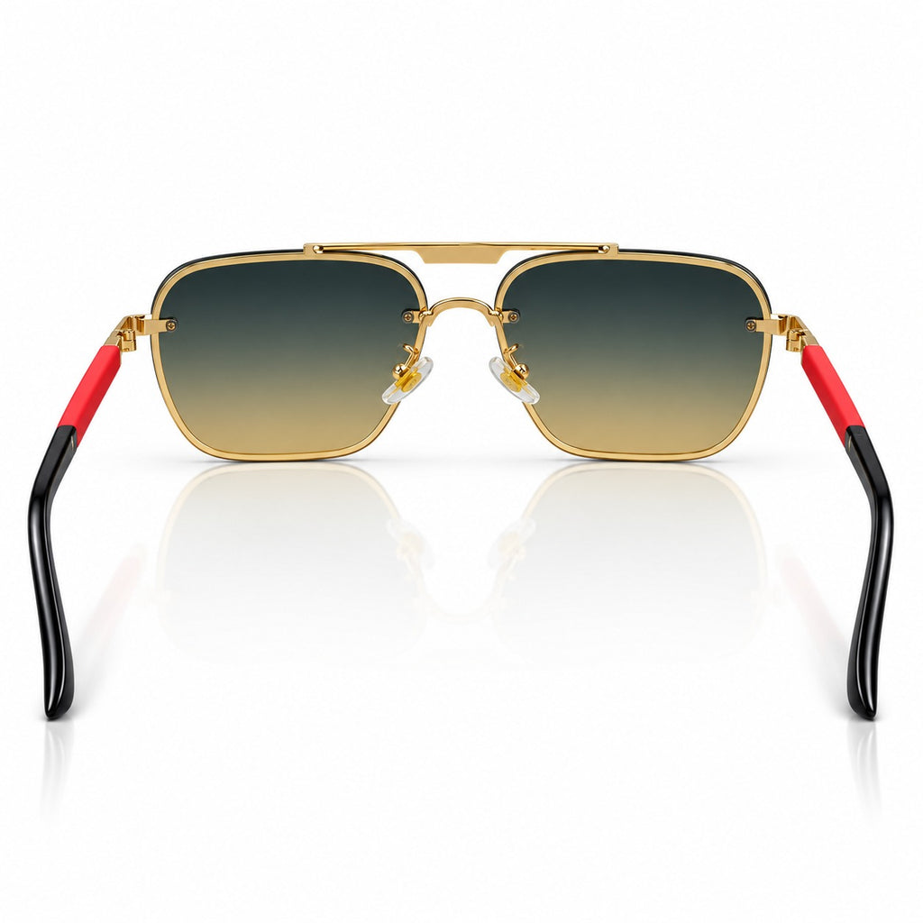 PR 23227 - DOUBLE BRIDGE - SQUARE - GOLDEN - RED/BLACK - SEA GREEN WARM - UNISEX