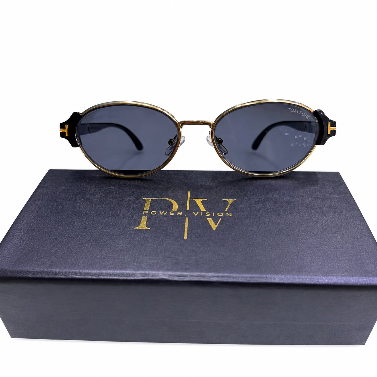 TF 9812 - SHADES - OVAL CATEYE - TRENDY - GOLDEN BLACK - PREMIUM - WOMEN