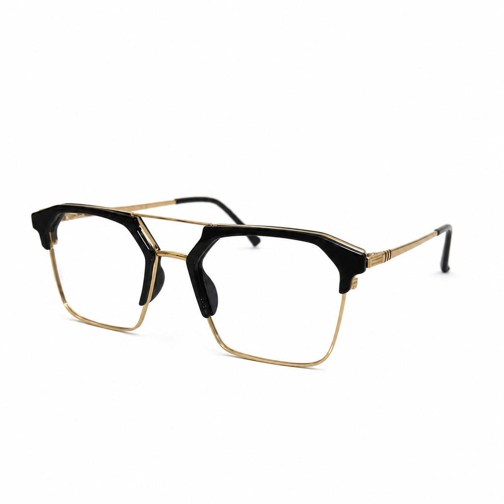 LD 1531 - EYEGLASSES - METAL - SQUARE - FIX NOSE BRIDGE - GOLDEN BLACK - FLEXIBLE - DAILYWEAR