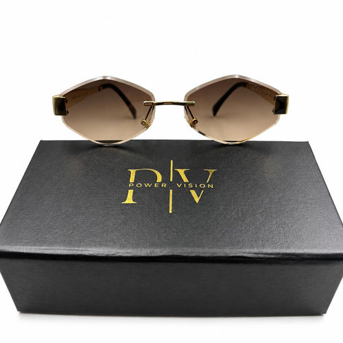 CELINE 4078 - HEXAGONAL - GOLDEN - BROWN DOUBLE SHADE - TRENDY - PREMIUM - QUALITY - WOMEN